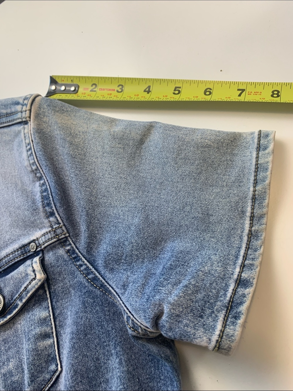 Bench Light Blue Denim Short-Sleeve Button-Up Mini Dress Stretch Pockets - Picture 9 of 14